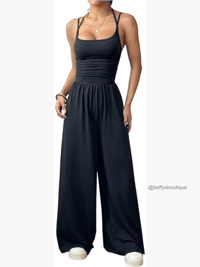 Women's Sleeveless Wide Leg Jumpsuit Romper Summer Outfit
